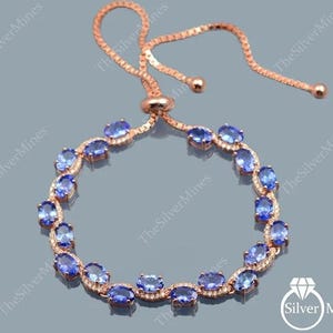 Tanzanite Tie Adjustable Bracelet, Natural Tanzanite Bracelet, 925 Sterling Silver, December Birthstone, Anniversary Gift, Gift For Her