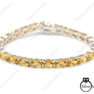 Natural Citrine Bracelet/ 925 Sterling Silver/ Tennis Bracelet/ Gemstone Bracelet/ November Birthstone/ Wedding Bracelet/ Gift For Her