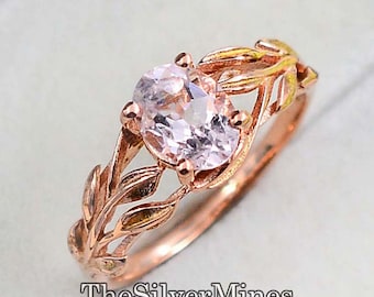 Natural Morganite Ring/ 925 Sterling Silver/ Solitaire Ring/ Morganite Jewelry/ October Birthstone/ 14K Rose Gold Vermeil Ring/ Gift For Her