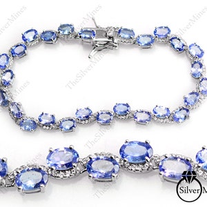 Natural Tanzanite Bracelet/ 925 Sterling Silver/ Tanzanite Tennis Bracelet/ Tanzanite Jewelry/ December Birthstone/ Gift For Her/Bridal Gift