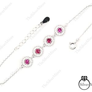 Natural Pink Tourmaline Bracelet, 925 Sterling Silver, Adjustable Chain Bracelet, October Birthstone, Women Bracelet, Gift For Girlfriend
