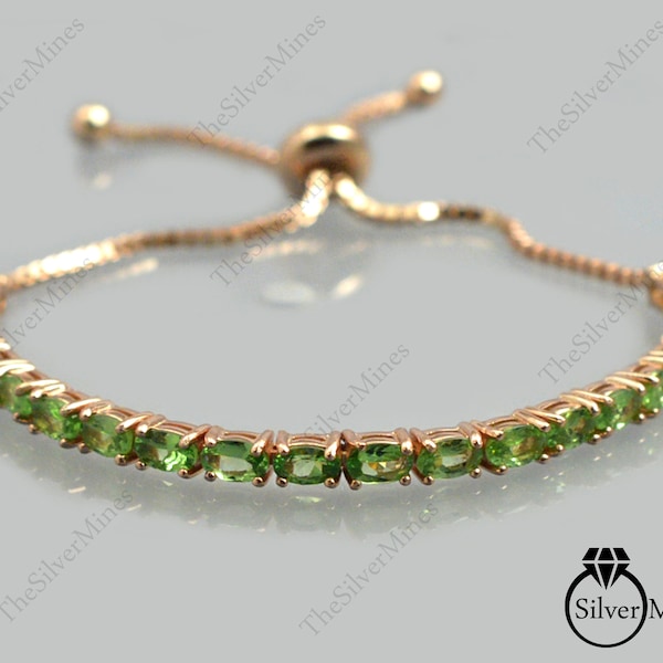 Bracelet grenat tsavorite naturel/ argent sterling 925/ bracelet réglable cravate/ pierre de naissance d'octobre/ bracelet fait main/ cadeau pour petite amie