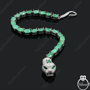 Natural Emerald Bracelet, 925 Silver Bracelet, Cobra Tennis Bracelet, Emerald Jewelry, Snake Bracelet, Gemstone Bracelet, Christmas Gifts