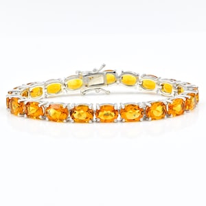 Natural Citrine Bracelet/ 925 Sterling Silver/ Citrine Tennis Bracelet/ November Birthstone/Citrine Jewelry/ Gift For Her/ Wedding Bracelet