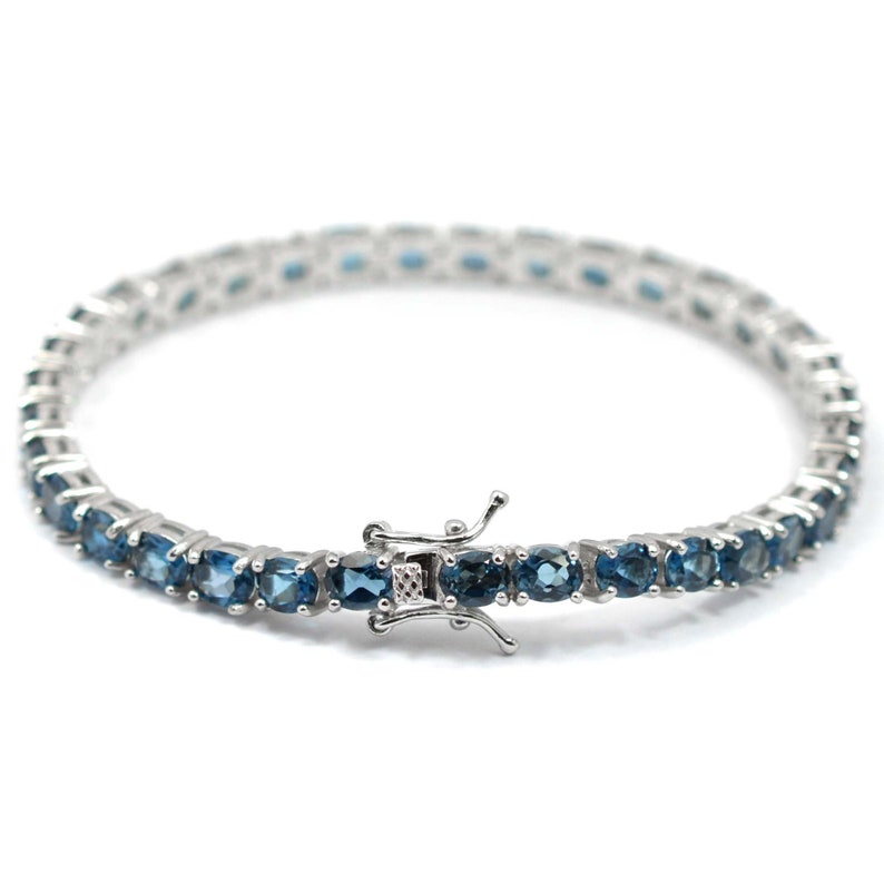 Natural London Blue Topaz Bracelet 925 Sterling Silver | Etsy