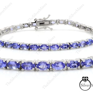 Natural Tanzanite Bracelet, 925 Sterling Silver, Tennis Bracelet, December Birthstone, Tanzanite Jewelry, Wedding Bracelet, Gift For Her