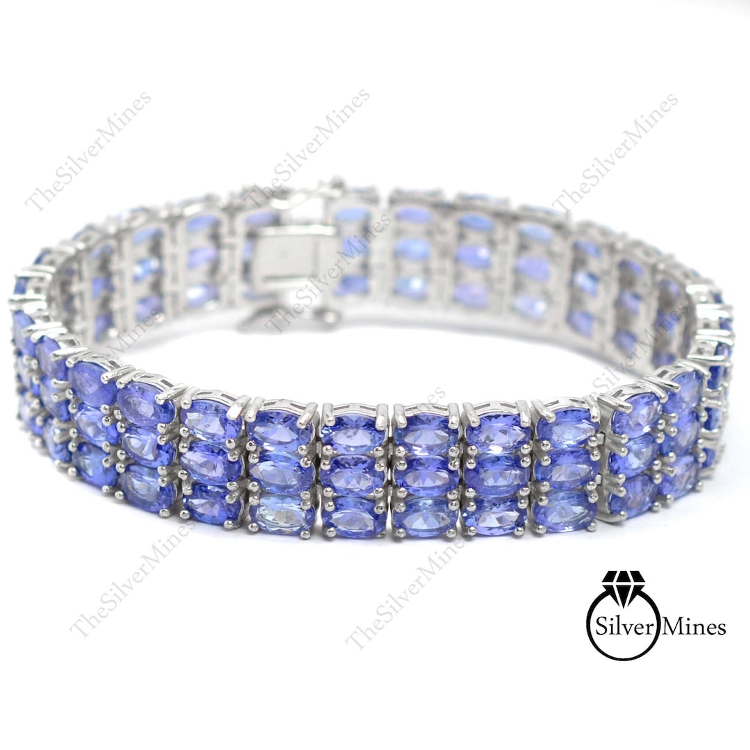 925 Silver Bracelet Natural Tanzanite Bracelet Tanzanite Etsy