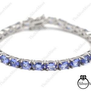 Natural Tanzanite Bracelet, 925 Sterling Silver, Tennis Bracelet, Tanzanite Jewelry, December Birthstone, Gift For Her, Wedding Bracelet