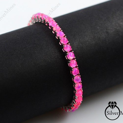 Natural Ethiopian shops Pink Opal Bracelet/ 925 Sterling Silver/ Tie Adjustable Bracelet / Opal Jewelry/ Wedding Silver Jewelry/ Gift For Bridal