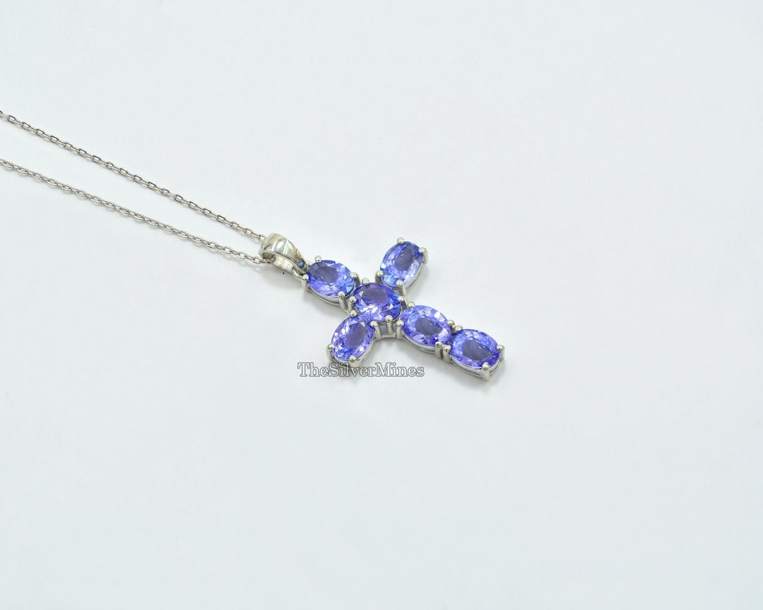 Buy Natural Tanzanite Pendant Necklace, 925 Sterling Silver, December  Birthstone, Holy Cross Pendant, Tanzanite Jewelry, Birthday Gift for Her  Online in India - Etsy