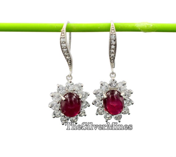 Buy Natural Ruby Cabochon Earrings/ 925 Sterling Silver/ Drop & Dangle  Earrings/ July Birthstone/ Women Earring/ Handmade Earrings/ Gift for Her  Online in India - Etsy