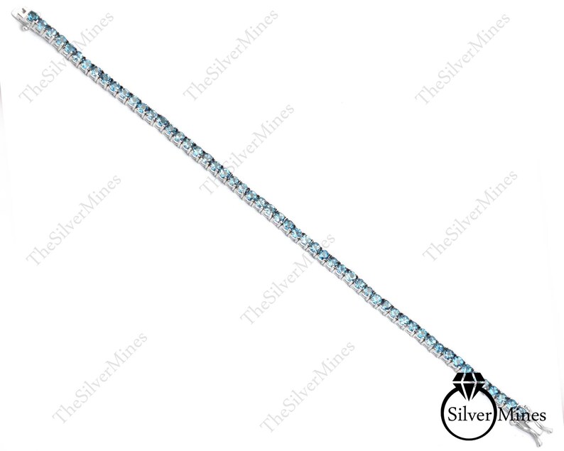 London Blue Topaz Bracelet 7-8: Sterling Silver Adjustable Chain