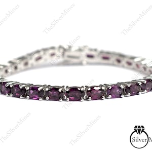 Natural Rhodolite Garnet Bracelet/ 925 Sterling Silver/ Tennis Bracelet/ Garnet Jewelry/ January Birthstone/ Gift For Her/ Wedding Bracelet