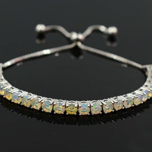 Natural Ethiopian Cut Opal Bracelet, 925 Sterling Silver, Bolo Bracelet, Women Bracelet, October Birthstone, Welo Solid fire Opal Jewelry