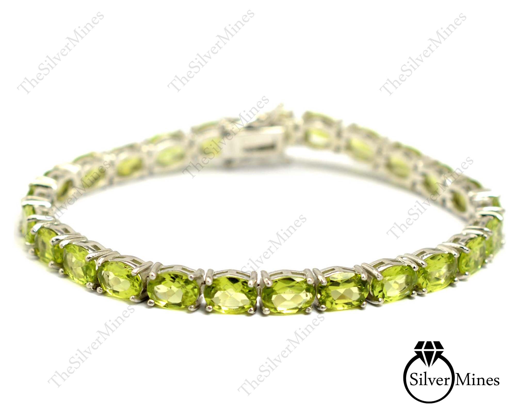 925 Sterling Silver Natural Peridot Bracelet Peridot Tennis Etsy