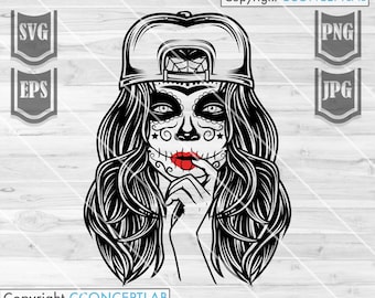 Download Sugar Skull Girl Svg Etsy