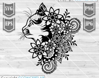 Download Mandala Cat Svg Etsy