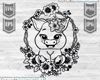 Download Floral Pig Svg Etsy
