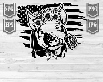 Download Floral Pig Svg Etsy