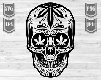 Download Free Cannabis Sugar Skull Etsy SVG Cut Files