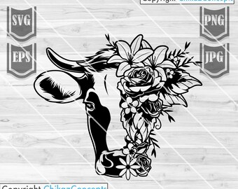 Download Floral Cow Svg Etsy