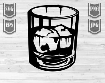 Whiskey Glass Svg Etsy