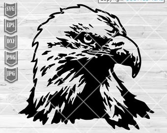 Águia svg | Águia americana svg | Clipart patriótico dos EUA | Arquivo de corte de pássaro grande | Estêncil de cabeça de animal selvagem | Camiseta de falcão-urubu png | Vida de safári no zoológico