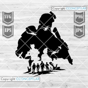 Combat Soldier Scene svg | Military svg | US Army svg | Battle Scene svg | Combat Scene svg | Military Clipart | Soldier Cutfile | Army png