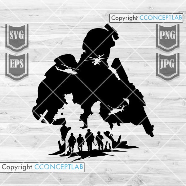 Combat Soldier Scene svg | Military svg | US Army svg | Battle Scene svg | Combat Scene svg | Military Clipart | Soldier Cutfile | Army png