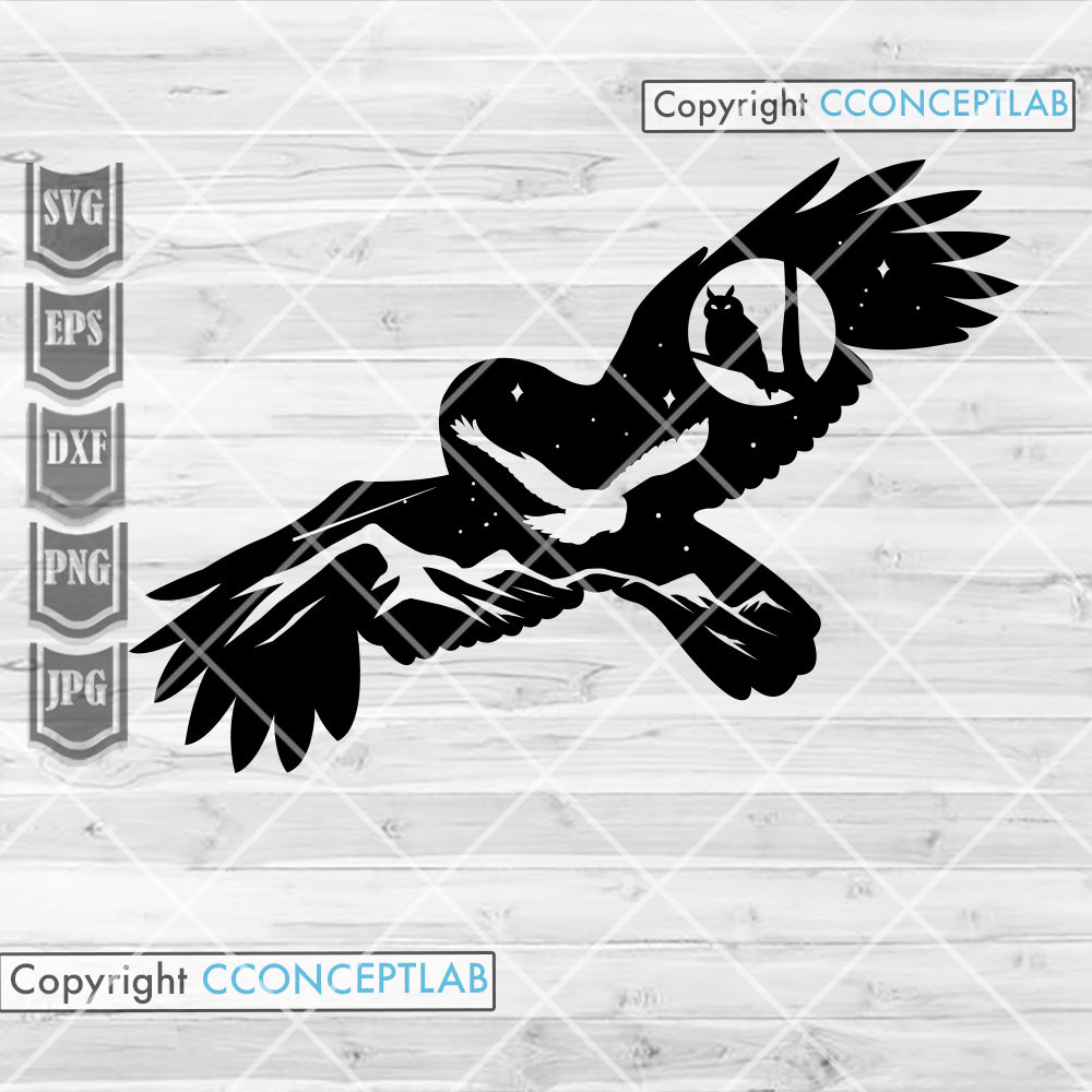 Owl Scene Wilderness svg | Nocturnal Animal Clipart | Wild Life Cut File | Zoo Keeper Gifts | Safari