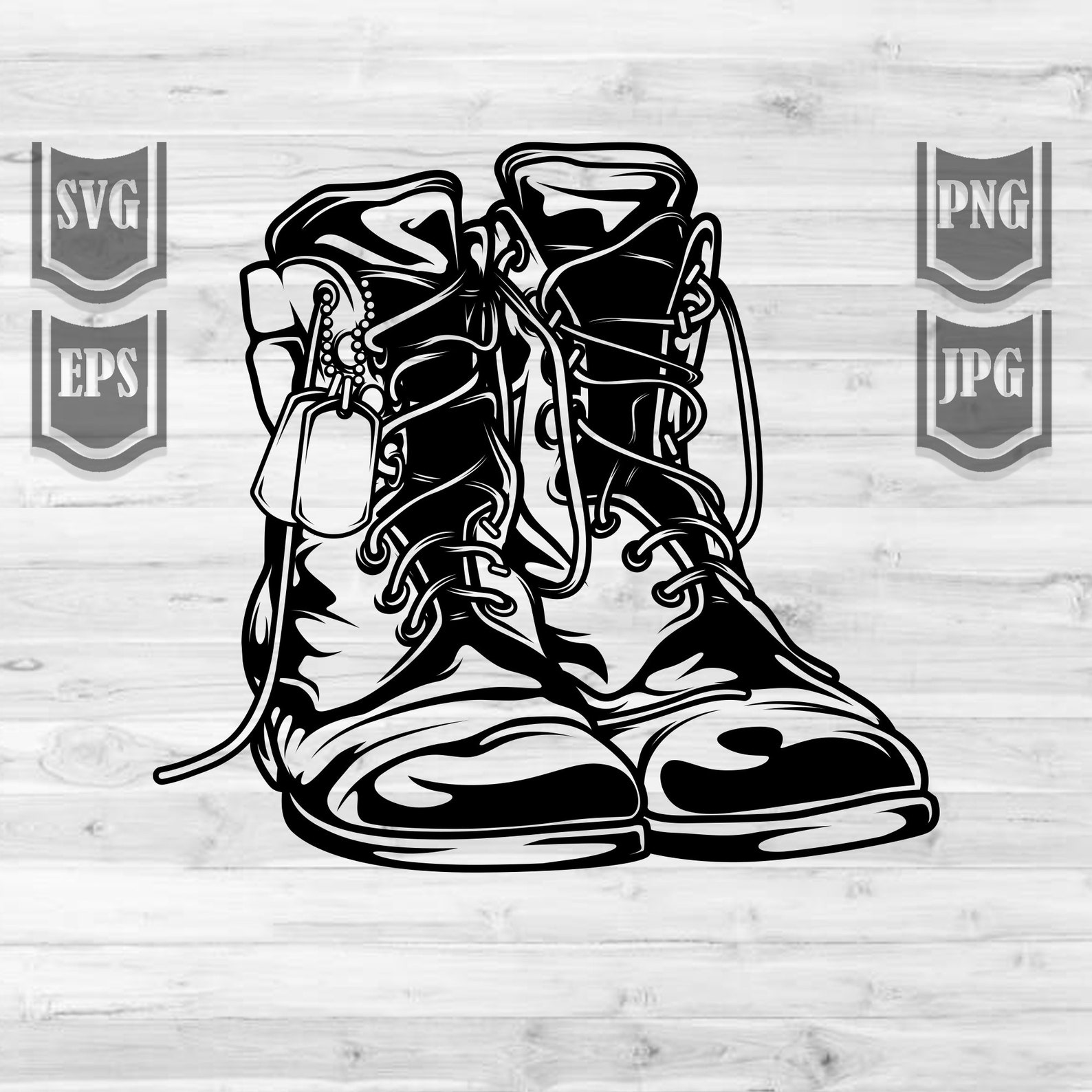 Combat Boots illustration Svg File Army Combat Boots svg image 1.