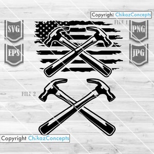 Hammer Clipart Svg File // Martillo cruzado svg // Reparar svg // Herramientas de reparación svg // Carpintero svg // Camisa de carpintero // martillo png // Cutfile