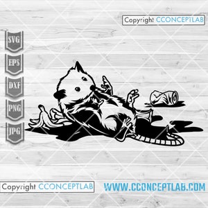 Opossum Chillen nach dem Essen Trash svg | Trashy Tier Clipart | Maus Schnittdatei | Mäuse dxf | Zoo Schablone | Sumpf Lustiges Wesen Shirt png