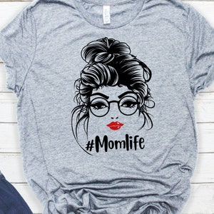 Bundle 3 Bunhair Momlife Svg File Woman Bun hairstyle with glasses Messy Bun Hair Momlife svg Bun Hair Mom Svg Cut Files image 4