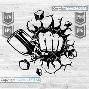 スマッシュパンチ ペインター svg | 絵画クリップアート | ペイントスプレー カットファイル | ペイントサービス Gfit dxf | ひび割れた壁のステンシル | ペインターのお父さんへのギフトアイデア