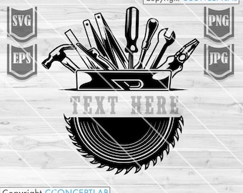 Carpenter svg | Repair Tools Clipart | Put Text Here | Edit Name | Custom Label | Tools Svg | Tool Box Svg || Handyman Svg | Carpenter Tools