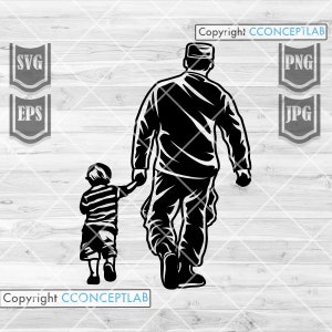 Soldier Dad with Son svg | Military Dad svg | Veteran Dad svg | Army Dad svg | DadLife svg | KidLife svg | Military Son svg| Veteran Son svg