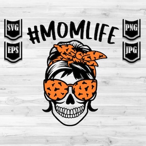 MomLife Skull Illustration Svg | Mom Life Cut Files | Skull Mom Svg | Mom Skull Svg | Messy Bun Hair svg | Mom Shirt svg | Mom Life Clipart