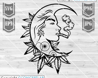 High as the moon Svg File || Smoking Joint Svg || Smoking Cannabis Svg || Smoking Marijuana svg || Cut Files