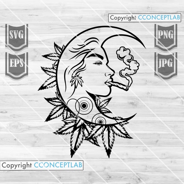 High as the moon Svg File || Smoking Joint Svg || Smoking Cannabis Svg || Smoking Marijuana svg || Cut Files