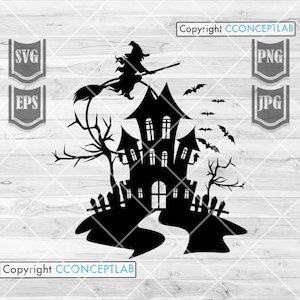 Halloween Scene svg | Haunted House svg | Halloween Clipart | Halloween Cutfile | Horror svg | Witch svg | Witch Clipart | Witch Cutfile