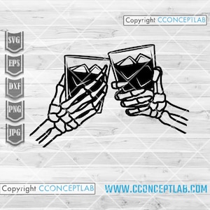 Whisky Skeleton Cheers svg | Summer Vibes Clipart | Rum on the Rocks Cutfile | Celebration dxf | Party Shirts png | Tropical Beach Life dxf