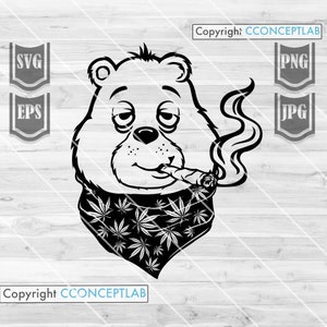 Bär Rauchen joint svg | High Grizzly Clipart | Weed Animal Cutfile | Rasta Teddy Schablone | 420 Shirt png | Cannabis dxf | Marihuana jpeg