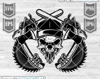 Lumberjack Skull svg | Lumberjack Clipart | Wood Cutter svg | Lumber Monogram | Lumberjack svg | Wood Man svg | Lumberjack Cutfile| Wood svg