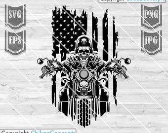 USA Biker Skull Svg File || Biker Skull Svg || biker Clipart || Skull Clipart || US Biker Svg ||Biker Shirt | American Biker | Motorbike svg