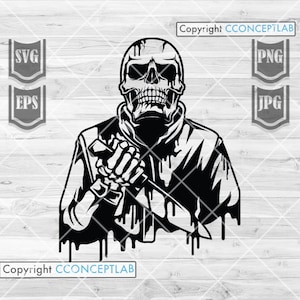 Horror Scary Skull with Knife svg | Horror svg | Halloween svg | Grim svg | Scary Skull svg | Halloween png | Scary svg | Horror Cutfiles