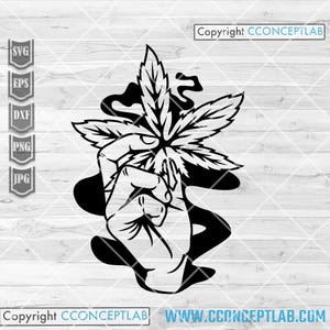 Peut inclure: Graphique noir et blanc d'une main tenant une feuille de cannabis. Le texte "Copyright CCONCEPTLAB" et "WWW.CCONCEPTLAB.COM" est inclus. Parfait pour des projets de conception numérique.