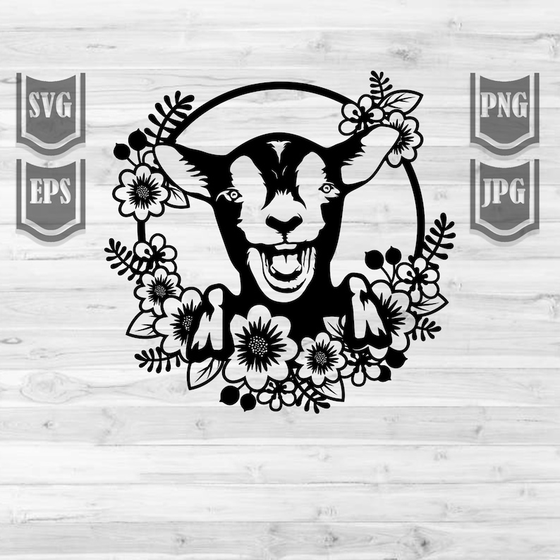Download Wreath Farm Goat Svg File Floral Goat Svg Goat Svg | Etsy