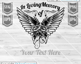In loving Memory of || Svg  File || In loving Memory Svg || Wings Svg || Wings Flowers Svg || in loving memory Svg || Cutting Files