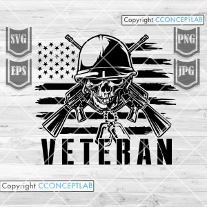 US Veteran Skull Digital Download | Veteran Skull svg | US Veterans svg | US Patriotic svg | Military svg | Veteran Clipart |Veteran Cutfile